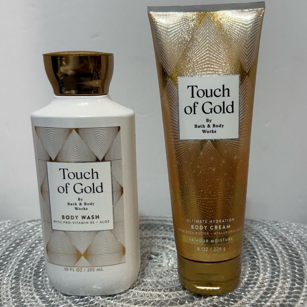 BBW Touch of Gold Body Cream and Body Wash Set of 2 NWT